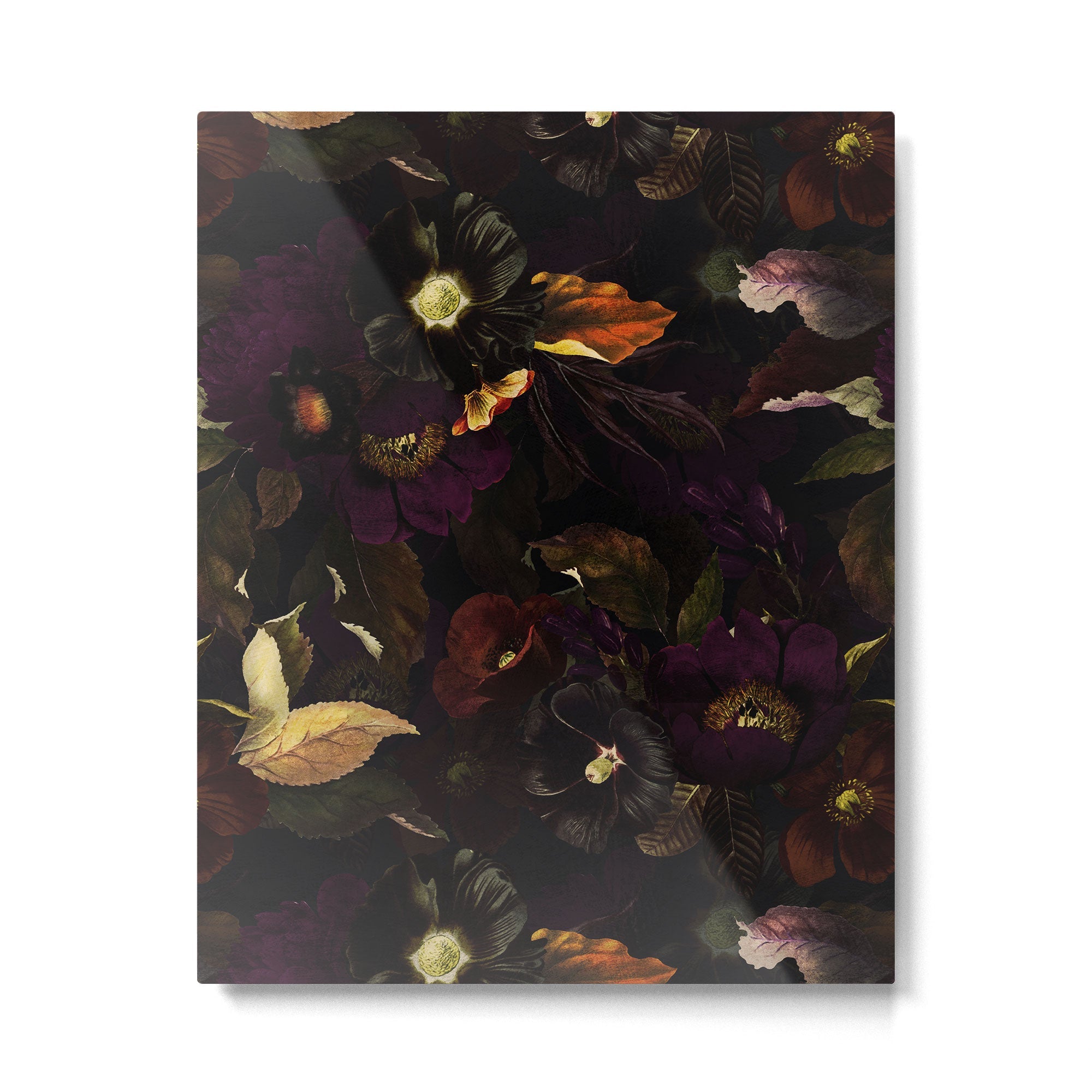 The Darkest Dutch Vintage Flowers Garden  Metal Print | TeksDecor