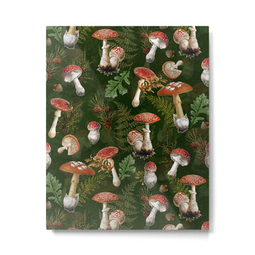 Vintage Dark Night Green Mushroom Forest Metal Print | TeksDecor