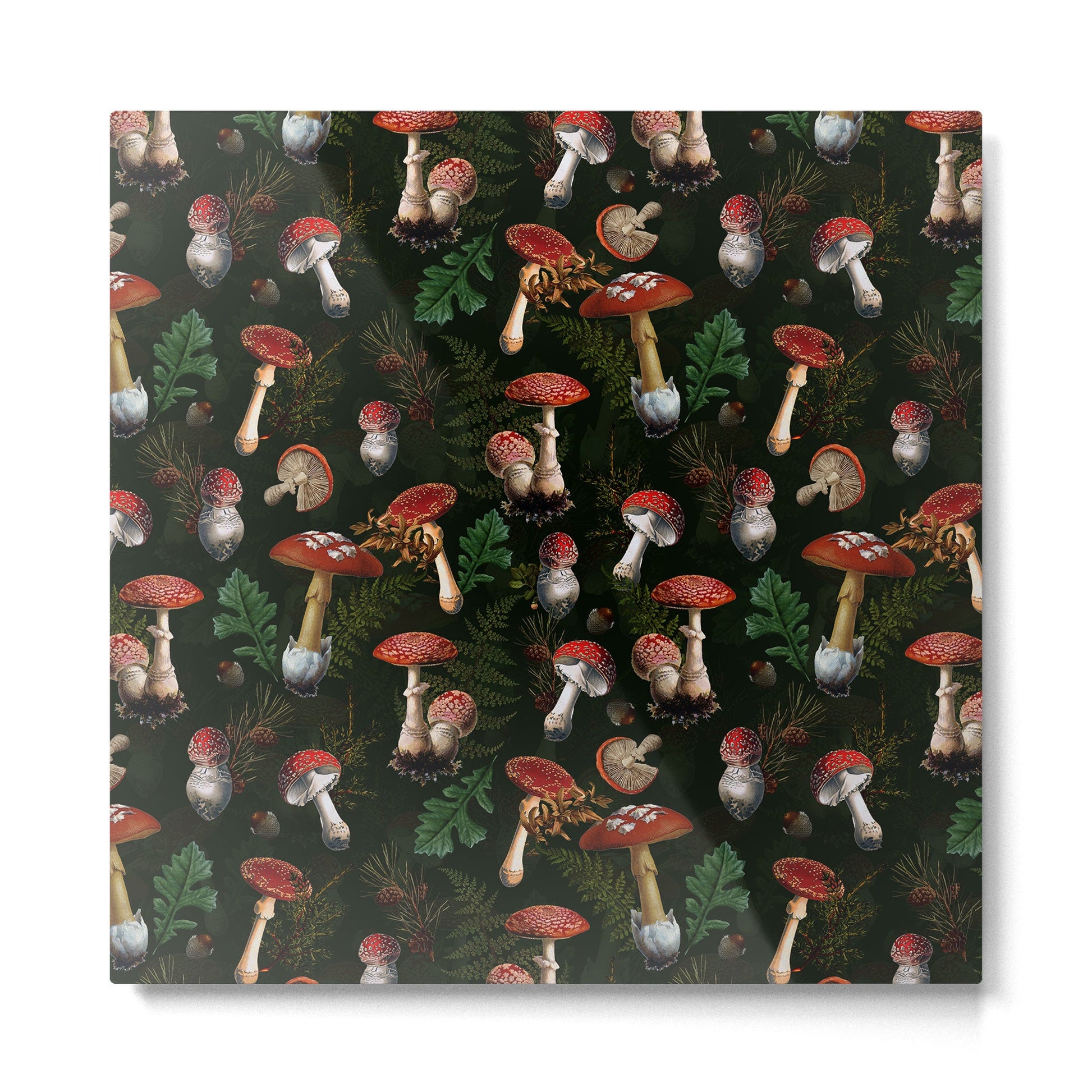Vintage Dark Night Mushroom Forest Metal Print | TeksDecor