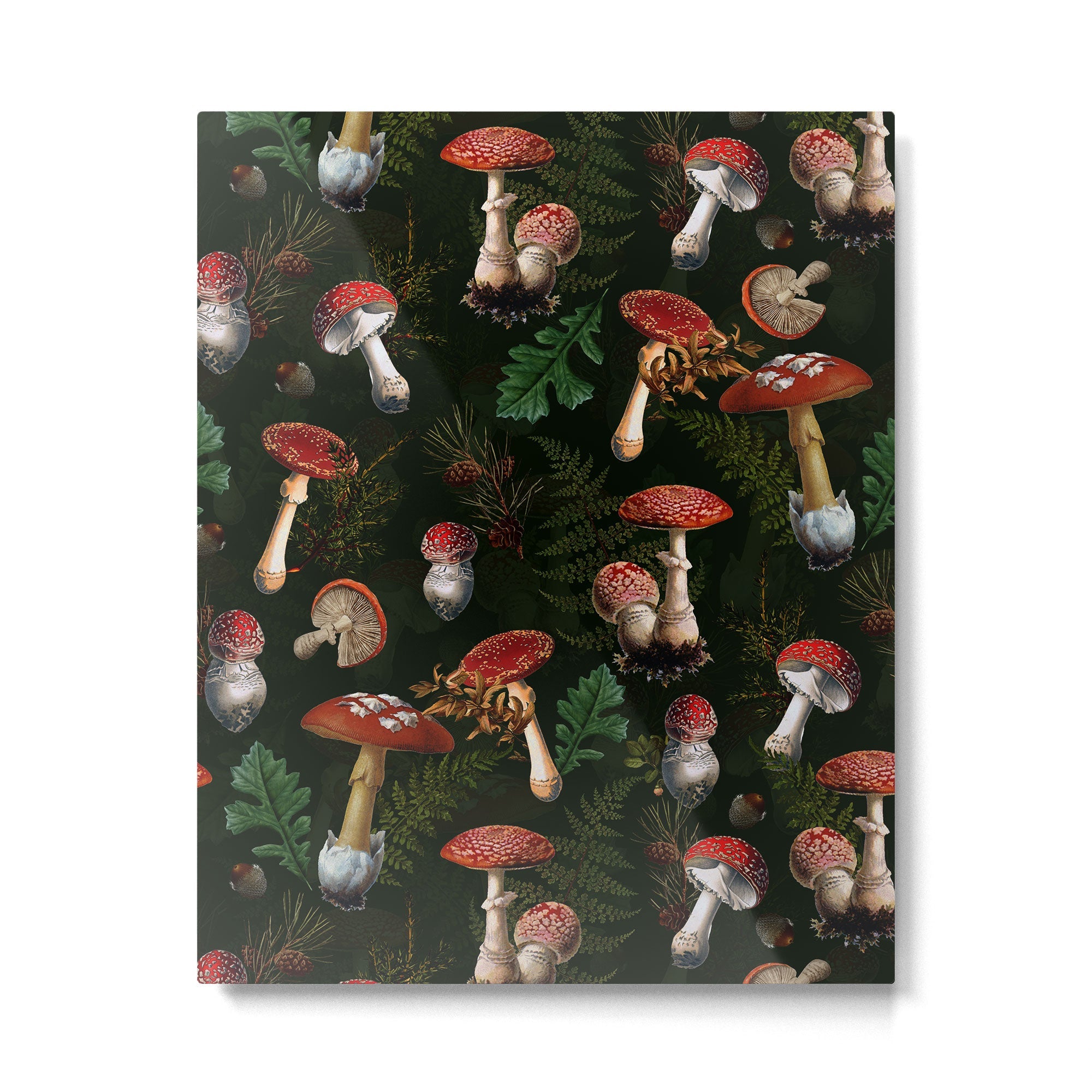 Vintage Dark Night Mushroom Forest Metal Print | TeksDecor
