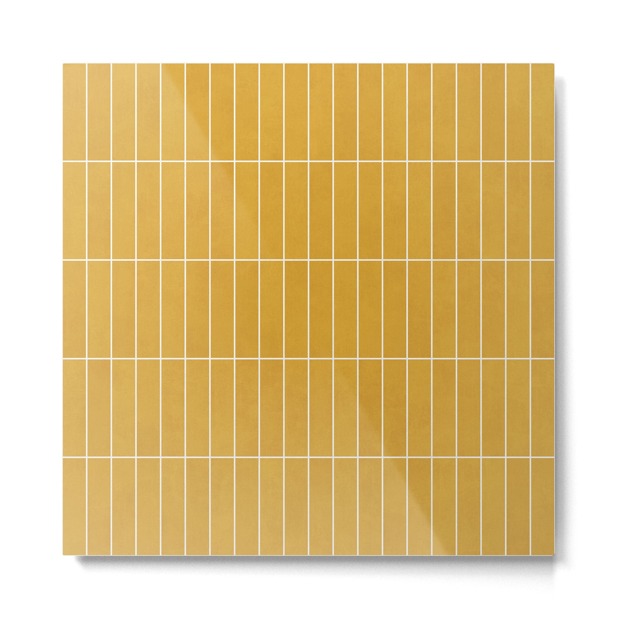 Rectangular Grid Pattern - Mustard Yellow Metal Print | TeksDecor