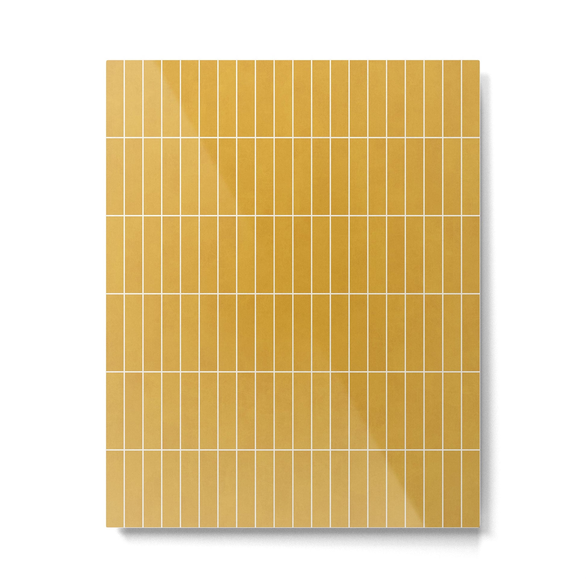 Rectangular Grid Pattern - Mustard Yellow Metal Print | TeksDecor